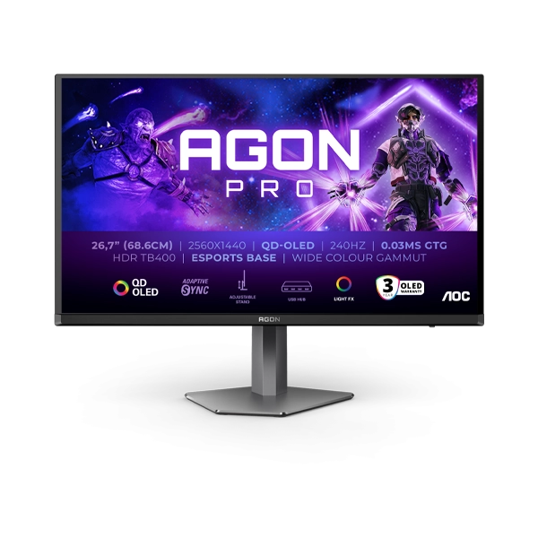 AOC AGON PRO AG276QZD2 26.5" QHD (2560X1440) 240HZ 0.03MS QD OLED ADAPTIVE SYNC GAMING MONITOR
