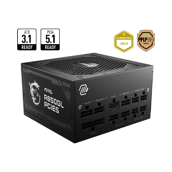MSI MAG A850GL PCIE5.0 850W 80+ GOLD GEN 5 ATX 3.0 FULL MODULAR POWER SUPPLY