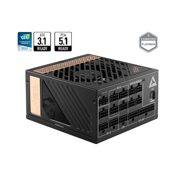 MSI MEG AI1300P PCIE5 1300W ATX 3.0 PCIE 5.0 80+ PLATINUM FULL MODULAR POWER SUPPLY