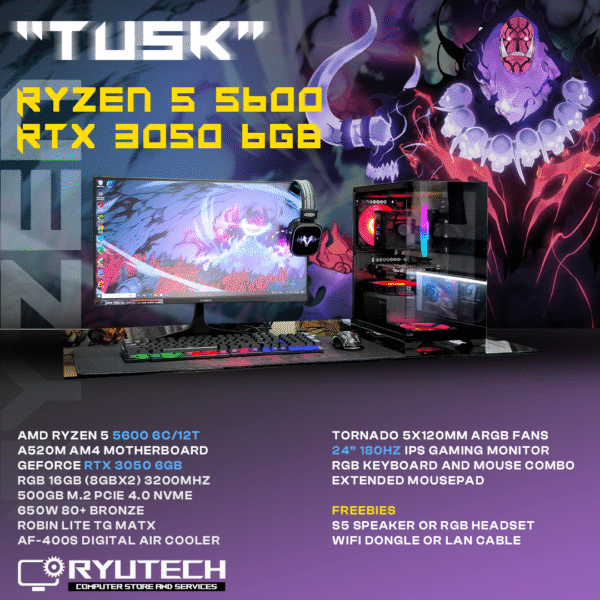 RYZEN 5 5600 - RTX 3050 6GB FULL PC PACKAGE