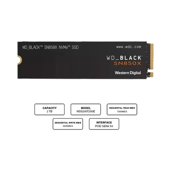 WD BLACK SN850X 2TB NVME M.2 2280 PCIe GEN4 SSD 1