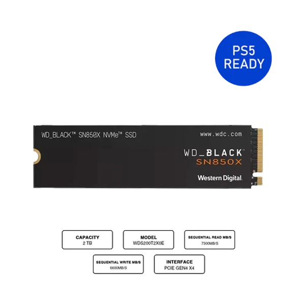 WD BLACK SN850X 2TB NVME M.2 2280 PCIe GEN4 SSD