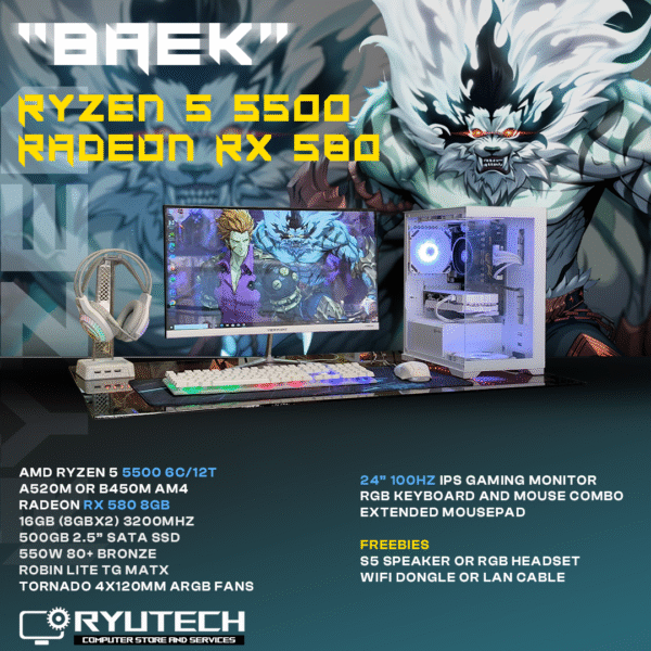RYZEN 5 5500 - RADEON RX 580 FULL PC PACKAGE